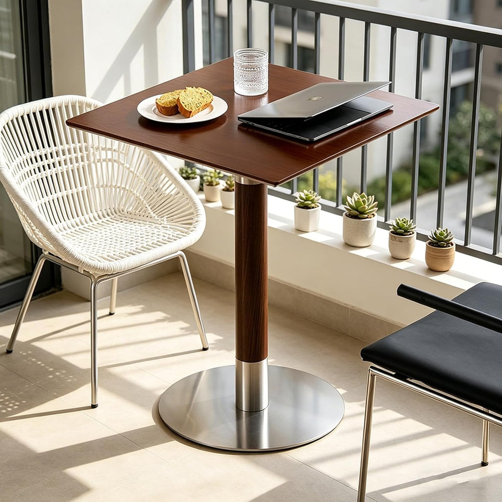 Wood Side Table, Modern Pedestal Accent Table Mid-Century Leisure Table for Home, Dining Room, Cafe(24" Square, Walnut)