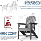 Farmhouse Adirondack Chair Wood Texture, Poly Lumber Patio Chairs, Pre-Assembled Weather Resistant Outdoor Chairs for Pool, Deck, Backyard, Garden, Fire Pit Seating, Slate Gray