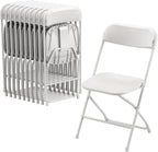 Allpop 10 Pack Plastic Folding Chair, 300lb Capacity, Portable Commercial Chair Seat with Steel Frame for Wedding Party Office Indoor Outdoor Events, Stackable, White