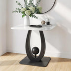 Modern Side Table with Sintered Stone Top, Small End Table with Open Storage Shelf Coffee Table Narrow Bedside Tables for Living Room, Bedroom, Couch, Nightstand(Black2,19.7"x19.7"x21.7")