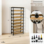 DECOMIL 48 Bottle Wine Rack, Freestanding Floor Storage Organizer with Real Bamboo Shelves, Metal Frame, Top Shelf, Easy Assembly, Fits Standard Bottles, 51 x 23 x 9.5 in