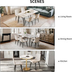 Dining Chairs, Modern PU Leather Dining Room Chair with Sturdy Metal Legs, Upholstered Seat Dinner Chairs Accent Side Chairs for Indoor Kitchen Living Room Restaurant Cafe (Cream, Set of 8)