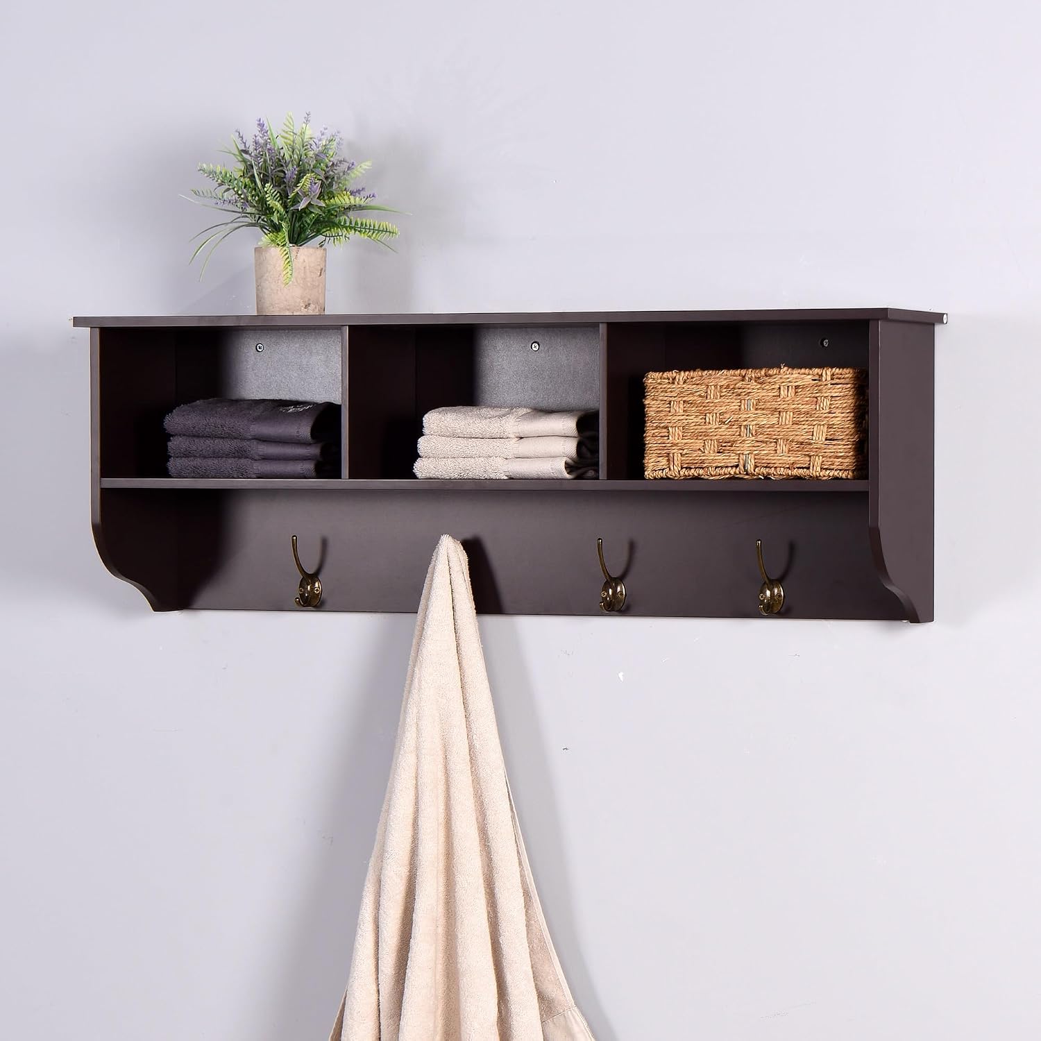 Modern Entryway Wall Mounted Coat Rack, with 4 Dual Hooks Living Room Storage Shelf,for Kitchen Home