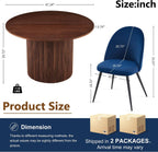 Homedot Round Kitchen Dining Table Set for 4, Modern Breakfast Dinner Dinette Table Set with Navy Blue Dining Side Chairs Upholstered, Mid Century Wooden Dining Set for Dining Room, Reception Room