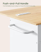 CHOEZON Kitchen Island, Kitchen Island Cart with One Double Cabinet and Drawer, Rolling Storage Cart with Power Strip, with Drop Leaf, for Kitchen, Living Room, White and Natural MZD01UWNN1