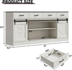70” Large Buffet Sideboard Cabinet w/4 Drawer,Farmhouse Coffee Bar Cabinet Buffet with Storage,Sliding Door,Long Kitchen Buffet Table,Kitchen Sideboard Cabinet,Credenza for Dining Room,Off White