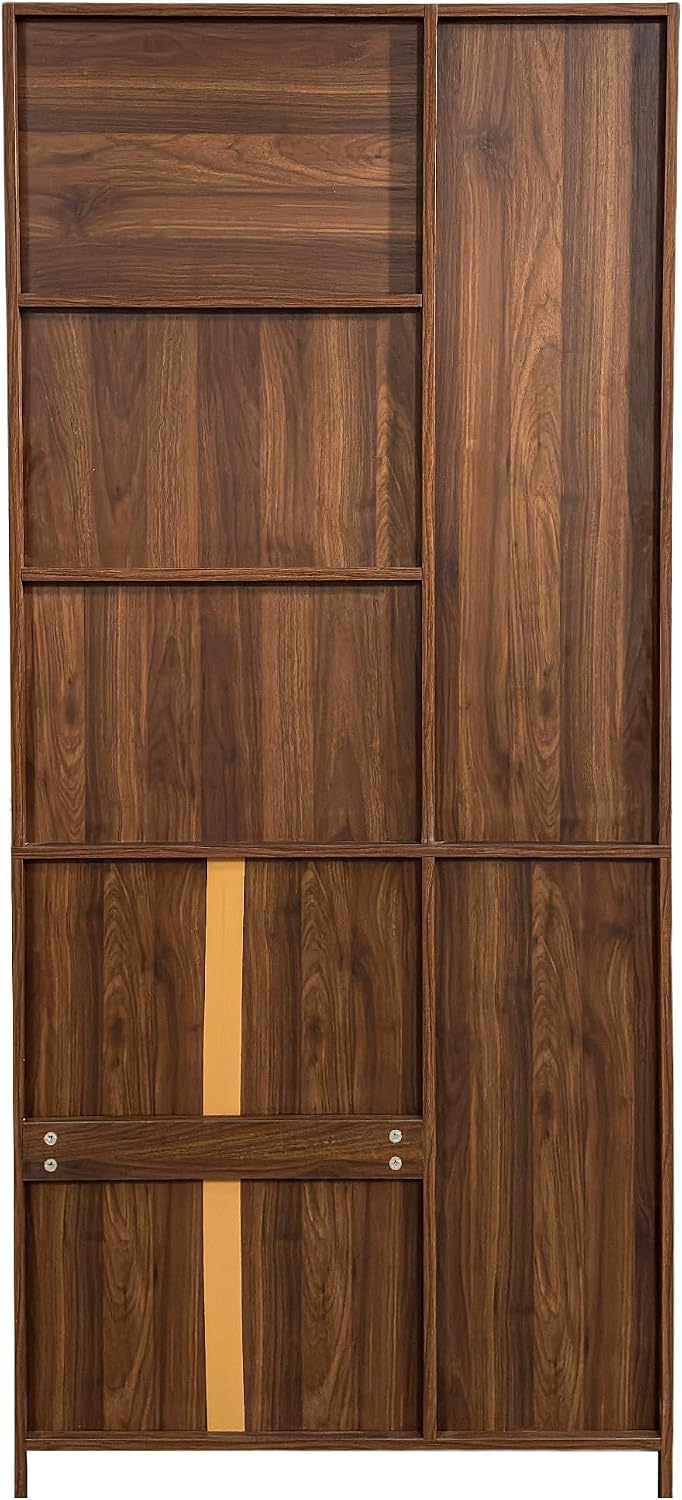 KEIKI 70.87" H Tall Kitchen Pantry Storage Cabinet with Countertop, Glass Doors, Drawers, Microwave Stand & Pull-Out Shelf, Freestanding Wood Hutch Food Pantries Cupboard for Coffee Bar, Dining Room