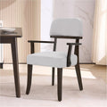 adochr Modern Wood Dining Chairs with Arms, Velvet Upholstered Kitchen Chairs with Hardwood Legs & Open Curved Backrest, Accent Chairs 350 LBS Capacity, Grey