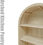 Arched Kitchen Pantry Storage Cabinet w/Adjustable Shelves, 2 Doors, 70.2" Tall Freestanding Cupboard for Kitchen/Dining Room/Living Room, Natural B