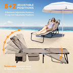 VINGLI Oversized Tanning Chair with Face Hole & Carrying Bag, Beach Lounge Chair Outdoor for Adults, Folding Lounge Chair for Sun Tanning, Laying Out Chairs for Tanning Lounger Outside, 475lbs, Beige