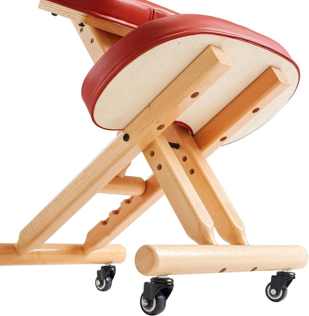 Massage Ergonomic Kneeling Chair, Adjustable Height Posture Stool for Home and Office - Neck and Back Pain Relieving | Spine Tension Relief- Thick Comfortable Cushions (Cinnamon)