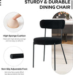 Modern 5-Piece Round Dining Table Set,Circle Black MDF Table & 4 Black Boucle Dining Chairs, Metal Frame Kitchen Furniture for Small Spaces(36-Inch)