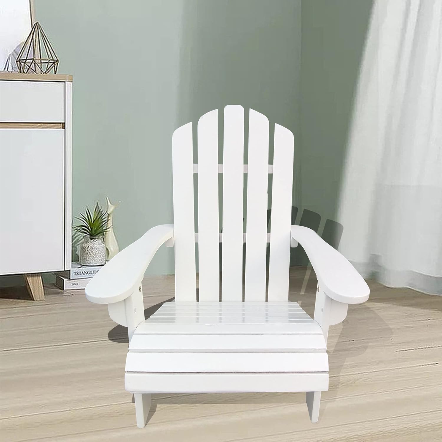 Solid Populus Wood Children Chair, Blue Durable Kids Lounge Chair with Sloping Seat & Armrest, Indoor Outdoor Patio Porch Deck Garden Poolside Seating, 110 lbs Capacity, Easy Assembly, Hardware & Ins