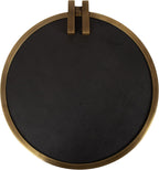 Kate and Laurel Monsanto Modern Vegan Leather Round C-Table, 15 x 14 x 28, Black and Antique Brass, Metal C-Shaped Side Table for Use as Living Room Decor Accent or Indoor Plant Stand