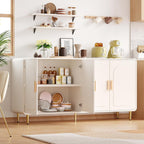ONBRILL 60" Sideboard Buffet Cabinet, Large Credenza Storage Cabinet, Modern Console Table with Doors and Shelves, White Coffee Bar for Living Dining Room Kitchen Hallway