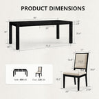 9-Piece Expandable Dining Table Set, 60"-80" Modern Wood Table with 8 Upholstered Chairs, Large Rectangular Extension Set for Dining Room, Conference & Entertaining, Black