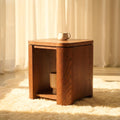 Ovelo End Table Solid Wood Oak Side Table with Storage Shelf, Modern Small Accent Table, White Oak Finish Brown 2 Tier Nightstand for Living Room, Bedroom, Sofa Side Table