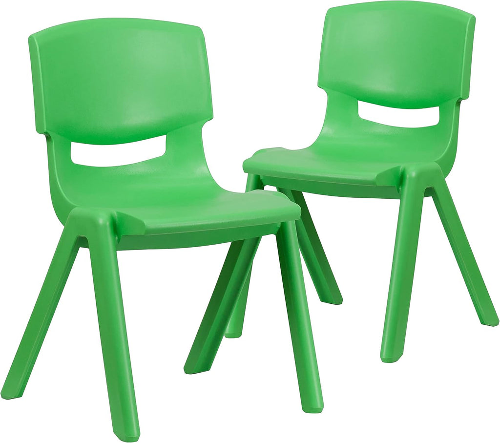 Flash Furniture Whitney 2 Pack Green Plastic Stackable School Chair with 15.5" Seat Height