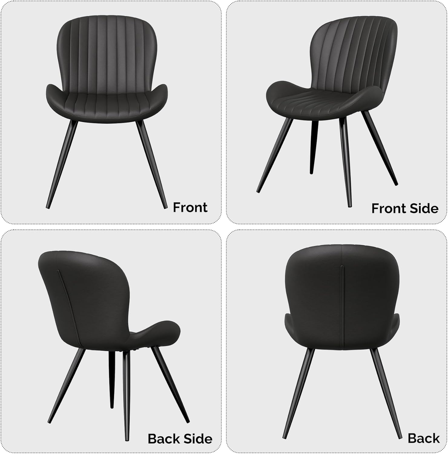 Nalupatio Dining Chairs Set of 4, Modern Dining Room Chairs Comfy Backrest Thick Upholstered Kitchen Chairs 19IN Height with Metal Legs Black