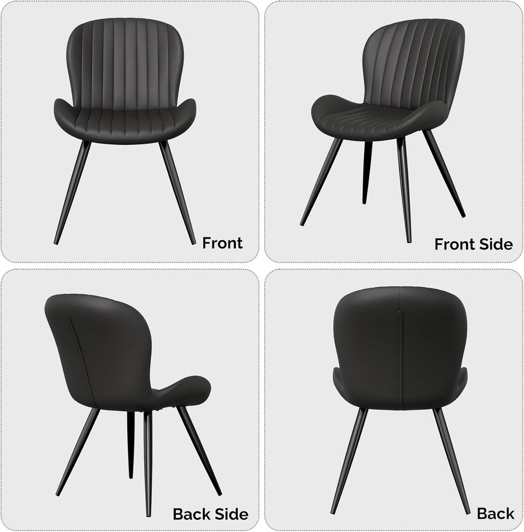 Nalupatio Dining Chairs Set of 4, Modern Dining Room Chairs Comfy Backrest Thick Upholstered Kitchen Chairs 19IN Height with Metal Legs Black