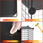 HUBSON Wire Cube Storage Organizer, Book/Toy/Craft/Potted Plants and petCloset Organizers and Storage Shelves, 12-Cube Freely Combinable Metal Grids Storage Shelf,Black Plus Iron