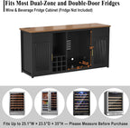 GDLF Extra Long Bar Cabinet with Fridge Space, Modern Wine Liquor Cabinet with Storage and Power Outlet, Buffet Sideboard with Fluted Doors for Home, 78.7 Inch, Black