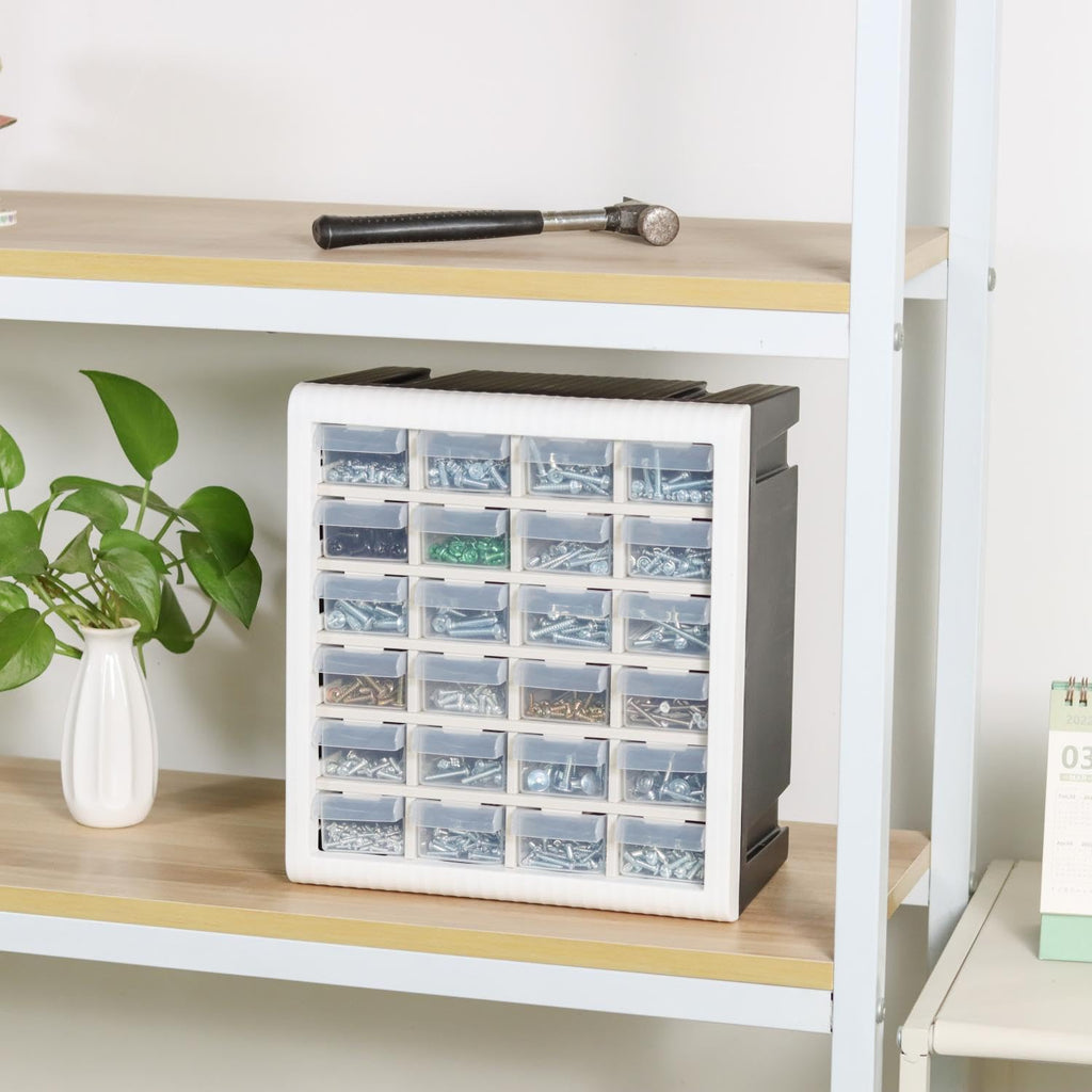 Gonice Craft Cabinet Organizer, 24 Drawer Plastic Parts Cabinet, Tool Storage Box for Screws, Nuts and Small Parts