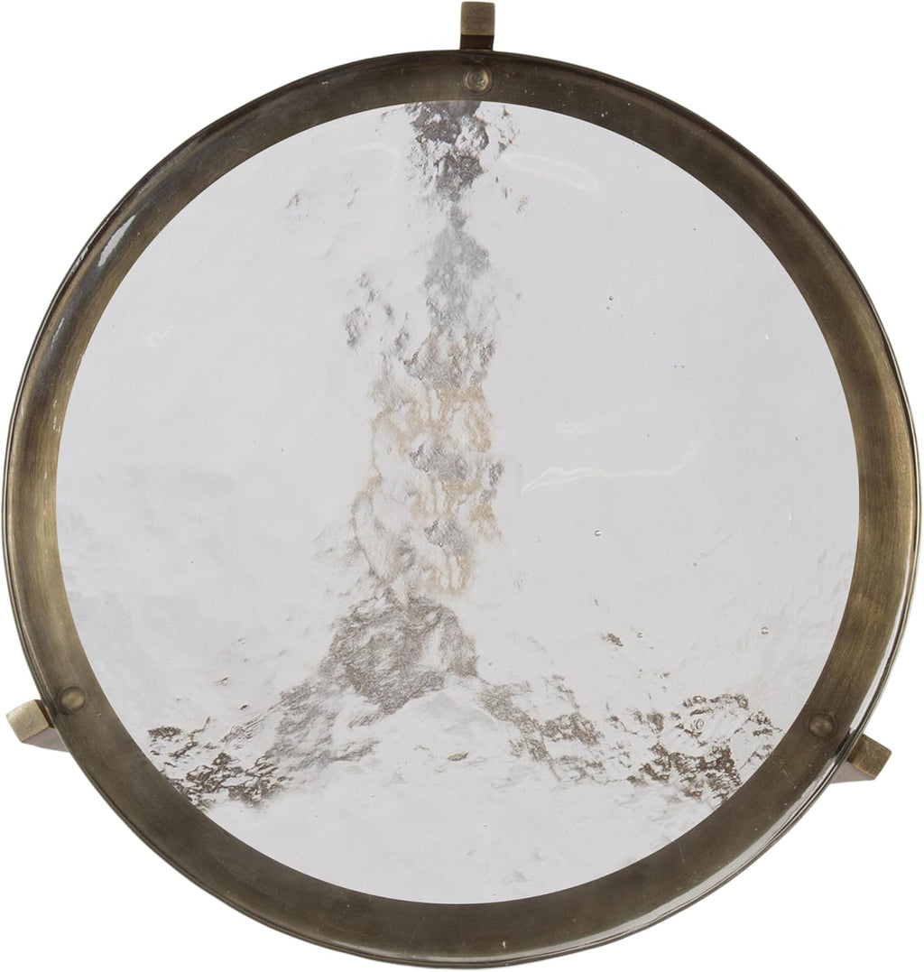 Kate and Laurel Aguilar Modern Round Side Table, 13 x 13 x 24, Clear Glass and Antique Brass, Textured Circle Glass End Table for Use as Living Room Accent Table or Unique Bedroom Nightstand
