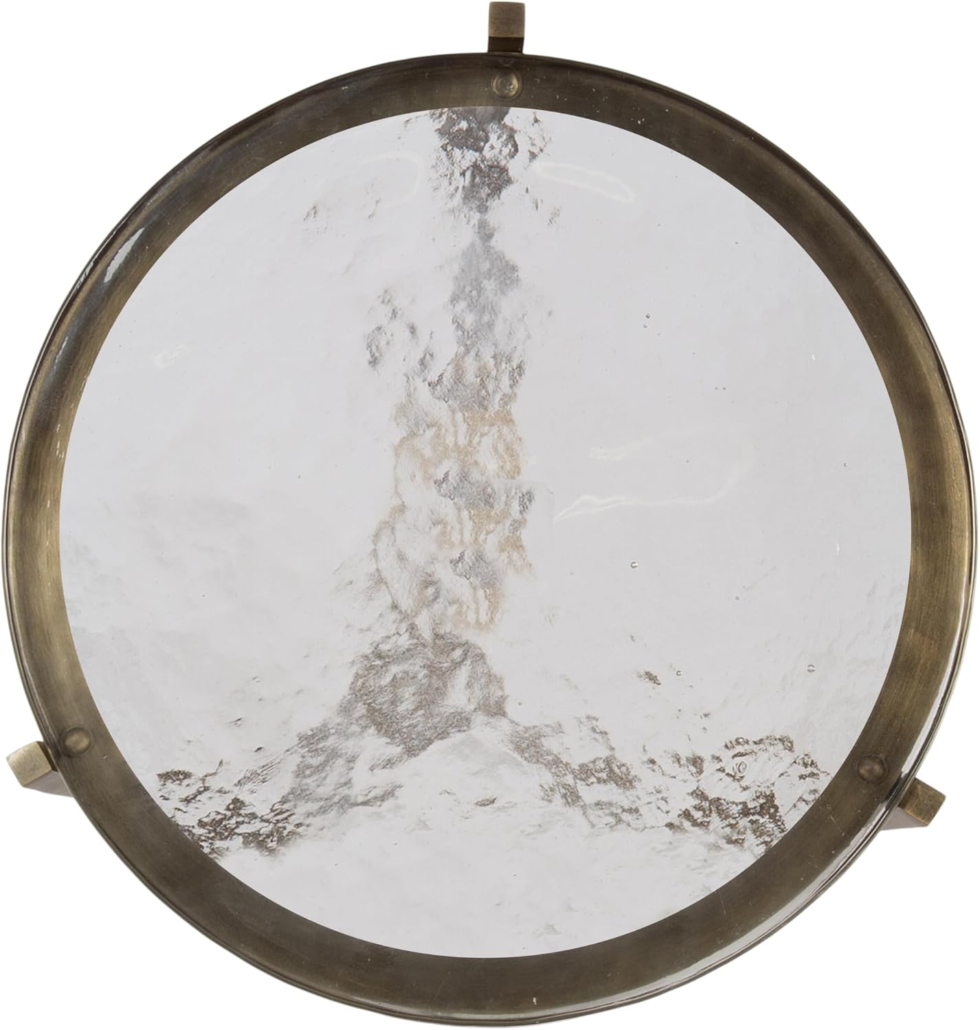 Kate and Laurel Aguilar Modern Round Side Table, 13 x 13 x 24, Clear Glass and Antique Brass, Textured Circle Glass End Table for Use as Living Room Accent Table or Unique Bedroom Nightstand