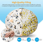 Bean Bag Chair for Kids/Teens with Armrests,2.5FT Round Memory Foam Filled Bean Bag,31.5'D'×31.5'W'×20'H',for Bedroom,Living Room,Reading,Dorm (Chenille-Cartoon)