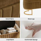 51 Inch Storage Ottoman Bench Velvet End of Bed Storage Bench King Size Upholstered Tufted Bench Large Space for Bedroom Living Room Entryway Coffee