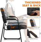 CLATINA Set of 8 Big & Tall 400 lbs Waiting Room Guest Chair, Leather Office Reception Chair No Wheels with Backrest Wide Seat and Padded Arms for Home Lobby Conference Waiting Room Office, Black