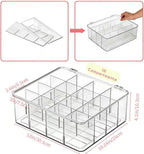 16 Compartment Acrylic Tea Bag Organizer with Lid - Stackable Clear Storage Box for Countertop, Pantry & Cabinet | BPA-Free Dustproof Container for Tea Packets, Coffee Pods, Sugar & Condiment Packets