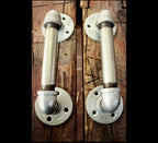 2 Galvanized Pipe Door pulls - Industrial Door Handles, Industrial Pipe door handle, Steampunk pipe drawer pull, Bar restaurant door pulls, cupboard door knobs