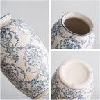 Blue and White Vase, Vintage Blue Ceramic Flower Vessel,Ceramic vases for Home Decor,Vintage Vase for Home Decor, Living Room, Shelf, Office, Rustic Table Centerpiece (Blue and white-01, Large)