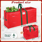 BlessedSeason Christmas Tree Storage Bag 9 Ft With 2 Large Tinsel Garland Bags, Waterproof Material, Reinforced Handles & Dual Zipper (Red)