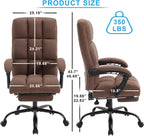 Erogonomic Reclining Office Chair with Footrest, High Back Fabric Cute Comfortable Recliner Office Desk Chair with Leg Foot Rest for Women,Brown