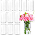 UPBUD 6 Inch Glass Cylinder Vases for Centerpieces | 12Pcs Clear Small Flower Vase for Wedding Decorations, Floating Candle Vases in Bulk, Hurricane Candle Holders for Table, Home Décor