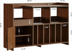 IRONCK Mid-Century Modern Record Player Stand, Record Player Cabinet with Door & Display Shelf, Vinyl Record Storage Cabinet for Living Room & Entertainment Room, Walnut