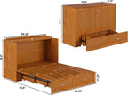 AFI Hamilton Full Murphy Bed Chest with Mattress, Storage, and Built-in Charger in Light Toffee
