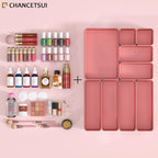 9 Pcs Stackable Drawer Organizer Trays Set, Multifunctional Stackable Storage Trays for Vanity, Bathroom, Kitchen, Desk Drawer Organizer Office. Plastic Drawer Organizers Available In 5 Colours, Rose
