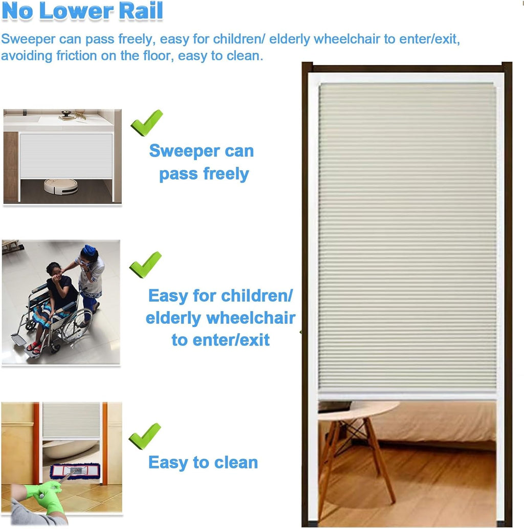 Trackless Invisible Honeycomb Folding Door, White, 24"-80" Wide, Pull Down, Space-Saving Design, Ideal for Home and Office, 20x80in (50.8x203.2cm)