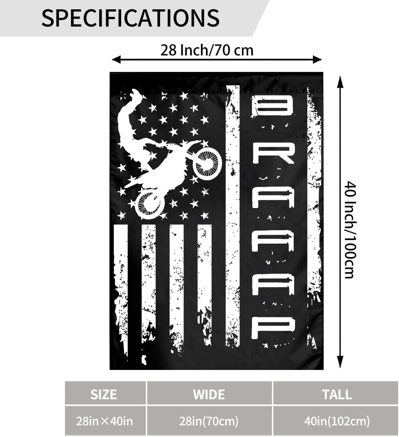 Braaap Motocross Dirt Bike American Garden Flag 28x40 Inch Outdoor Decoration Banner House Flags Yard Farmhouse Garden Deco Indoor Sign
