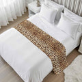 Farmhouse Brown Tan Leopard Print Bed Runners for Bedroom Hotel,Decorative Bedding Scarf Abstract Wild Animal Texture Bed End Blanket Bedding Runner Scarves for California King Size Beds,102x20in