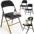 Set of 4 Folding Chairs with Cushion, No Assembly Wedding Chair, 280 LBS Capacity, Padded Folding Chairs 2 Pack for Banquet, Party, Picnic, Outdoor & Indoor Events, Black