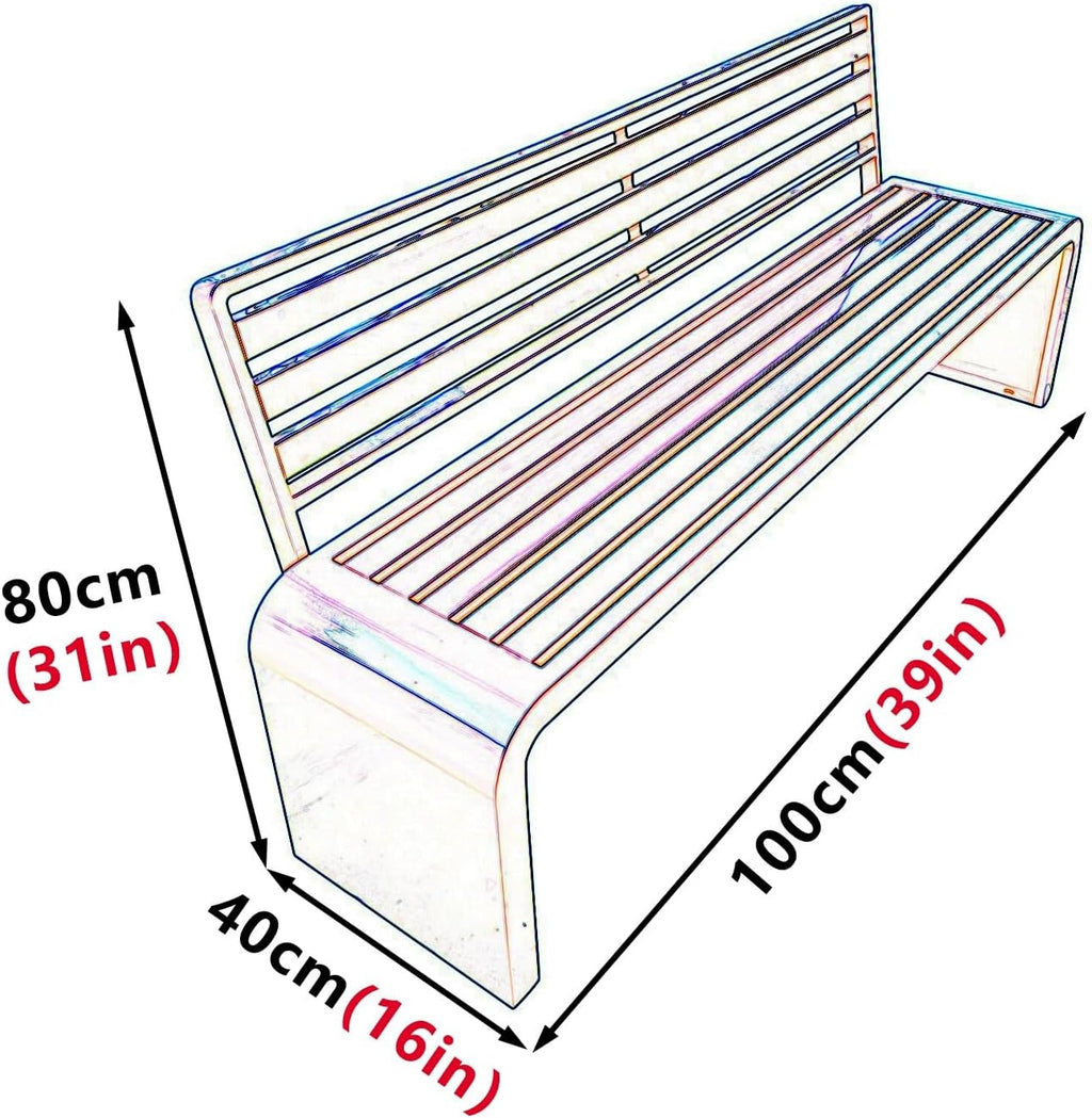 All Iron Curved Outdoor Bench Made of Durables All Iron no Installation Needed Sleek Curved Design Stable and Stylish Customizable for Gardens Parks Patios(Pinks,100cm/39in)