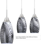 Viinew Mini Glass Pendant Light 4.72" with Handblown Black Gray Marble Art Glass Hanging Light 3-Pack Oval Ceiling Hanging Light Fixture for Dining Room Kitchen Island Cafe Foyer Hallway