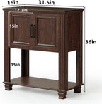 SAVOR LIFE Farmhouse Coffee Bar Table with 2-Door Cabinet, Kitchen Storage Cabinets with Open Shelf, Coffee Station for Dining Room, Kitchen, Hallway, Living Room, Walnut