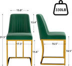 LSSBOUGHT Velvet Upholstered Dining Chairs Set of 4, Mid Century Modern Padded Chair with Gold Metal Frame for Restaurant,Dining Room,Kitchen (Green, 4PCS)
