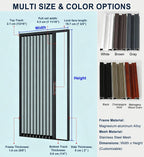 Sliding Folding Door for Living Room Balcony, No Drill Sliding Divider Door with Lock Easy to Assemble, Retractable Door for Home Office Bathroom Use(Black,38x84in(97x213cm))